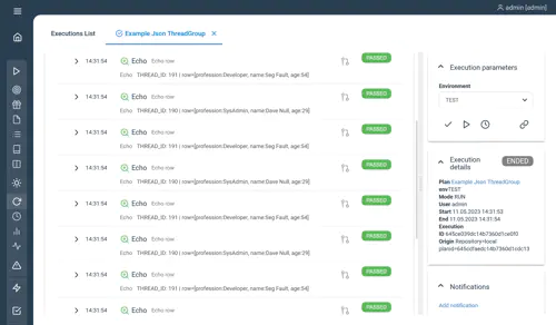 ThreadGroup Json - Result of an execution