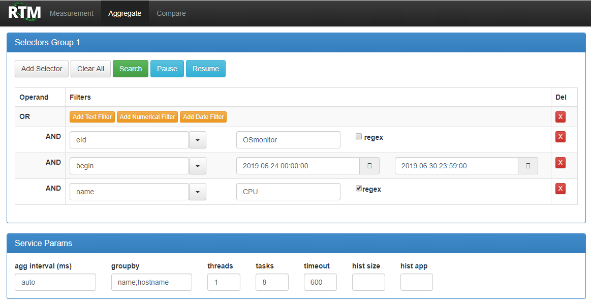 RTM filter for OS monitoring